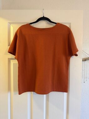 Waffle Knit Short Sleeve Top - Burnt orange